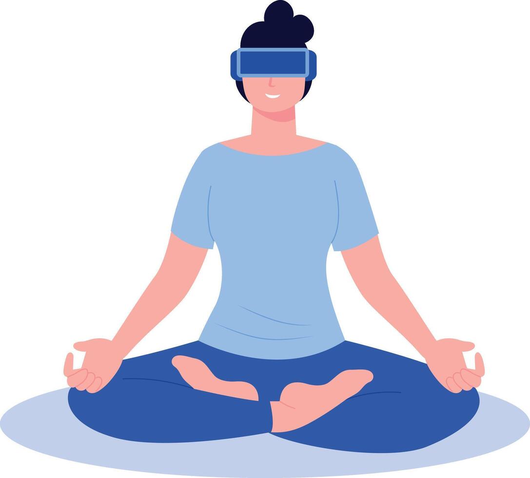 A flat style illustration showing a person doing yoga meditation vector