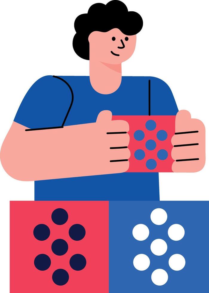 A flat style illustration showing a module build process vector