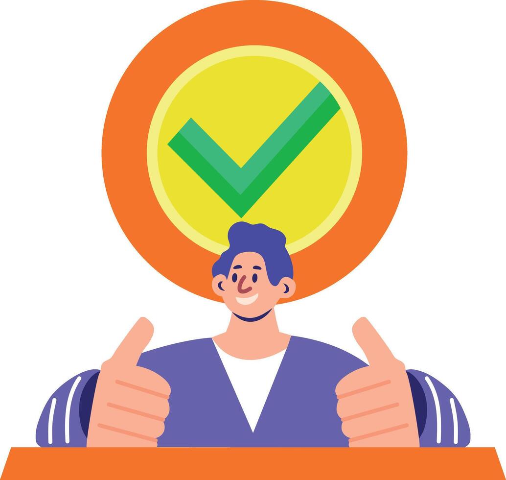 A flat style illustration showing success of a character vector