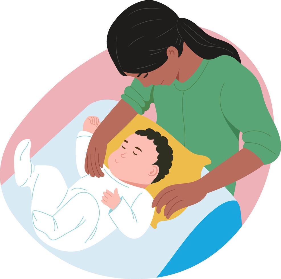 A flat style illustration showing newborn sleeping vector