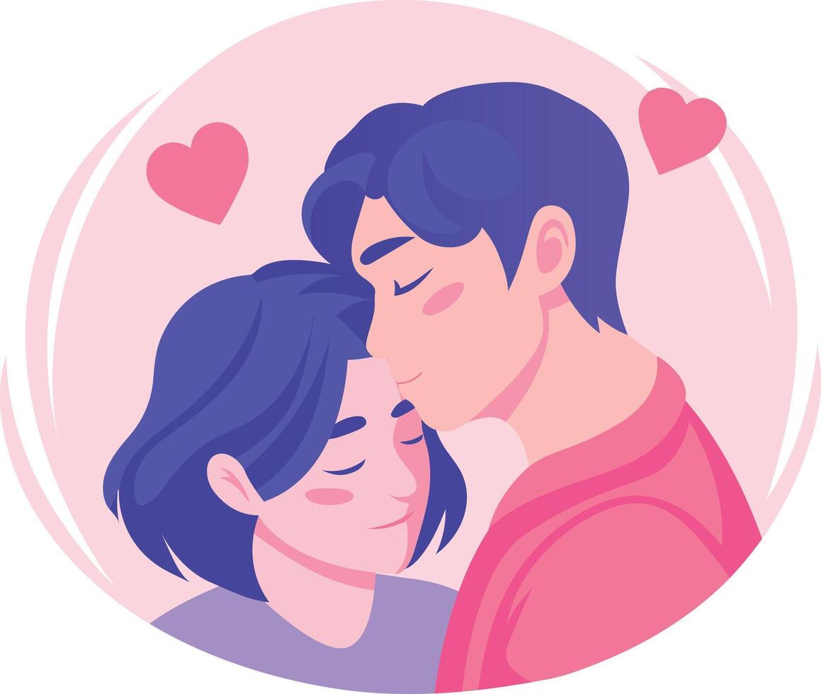Flat style illustration showing a husband giving forehead kiss to his wife vector