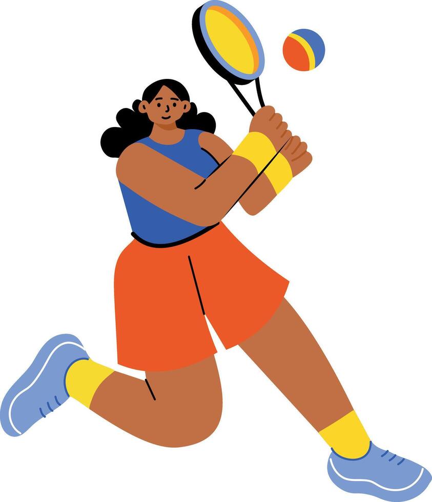 A flat style illustration showing tennis player vector