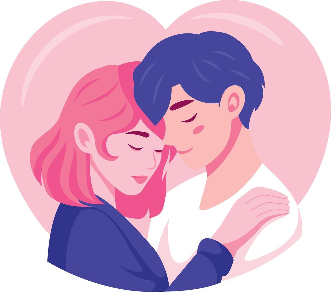 A flat style illustration showing romantic duo vector