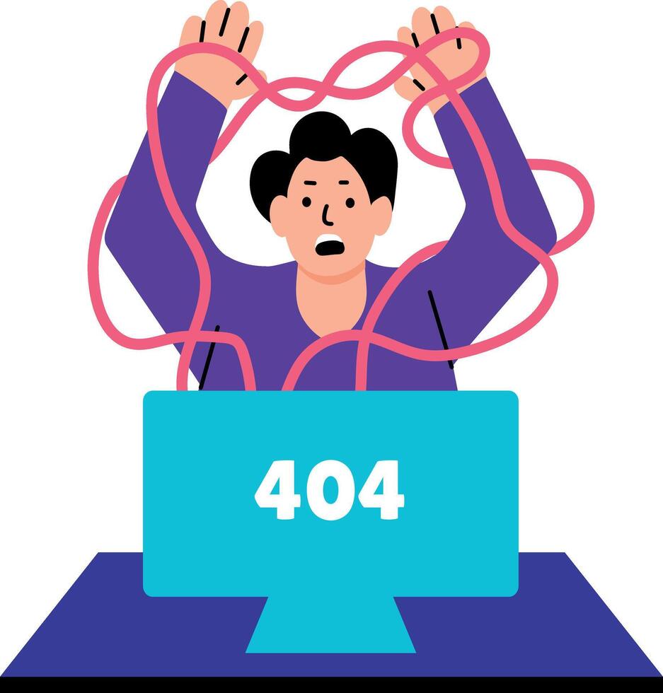 Flat style illustration showing tangled cords of a system vector