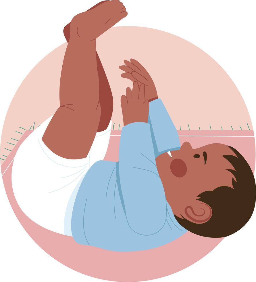 A flat style illustration showing newborn playing vector