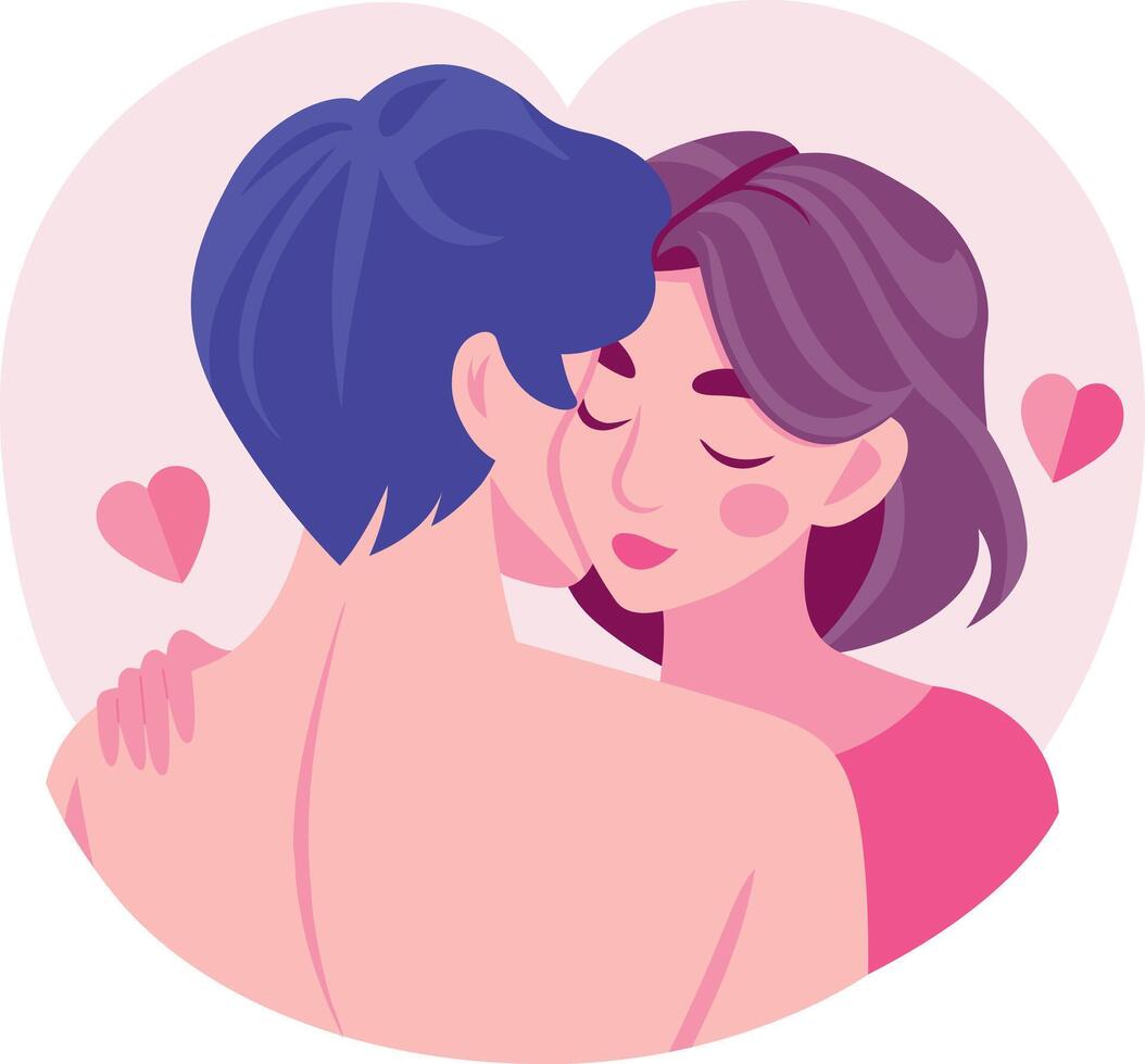 A flat style illustration couple romance vector