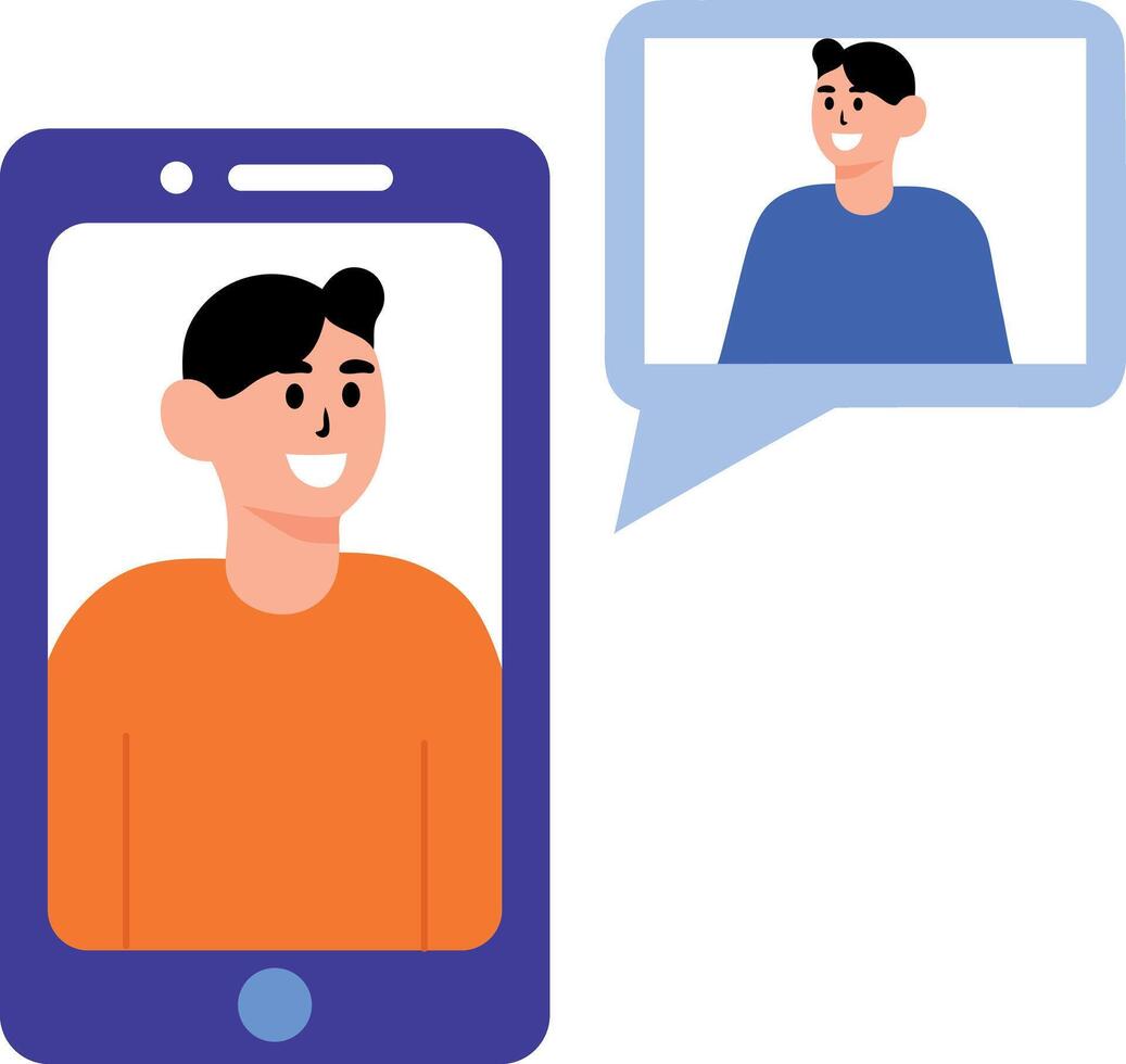 A flat style illustration showing online chat between two characters vector