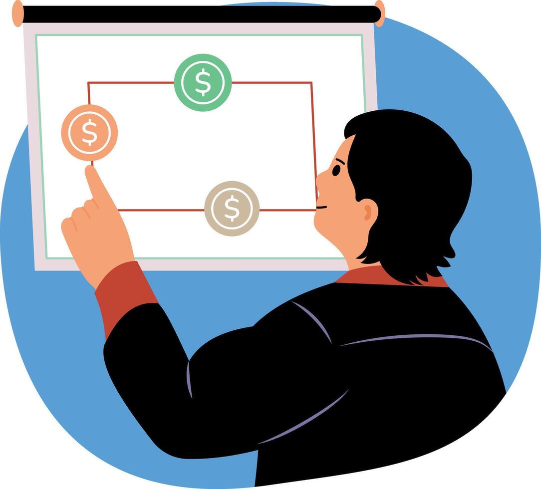 An illustration of an investment strategy designed in flat style vector