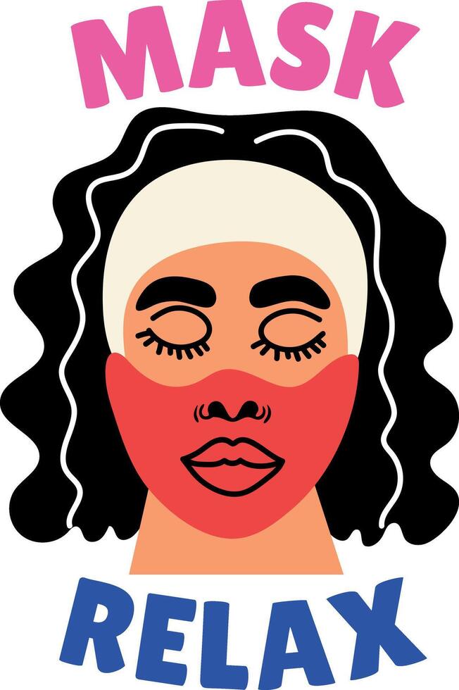 A flat style sticker of a character using beauty mask vector