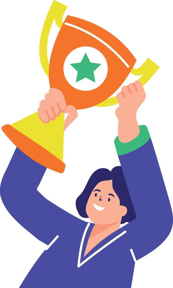A flat style illustration of winning trophy vector