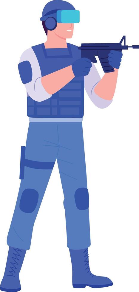 A flat style illustration showing a person doing combat training vector