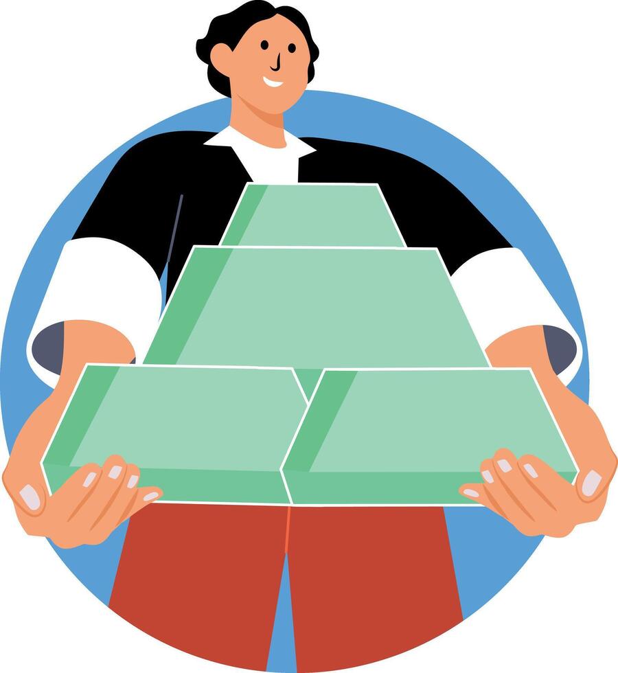 An illustration of gold hoarding in flat style vector