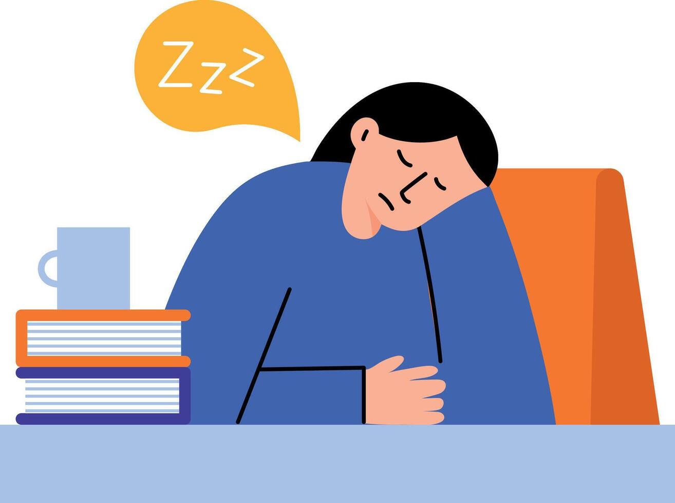 A character taking power nap at work, flat style illustration vector