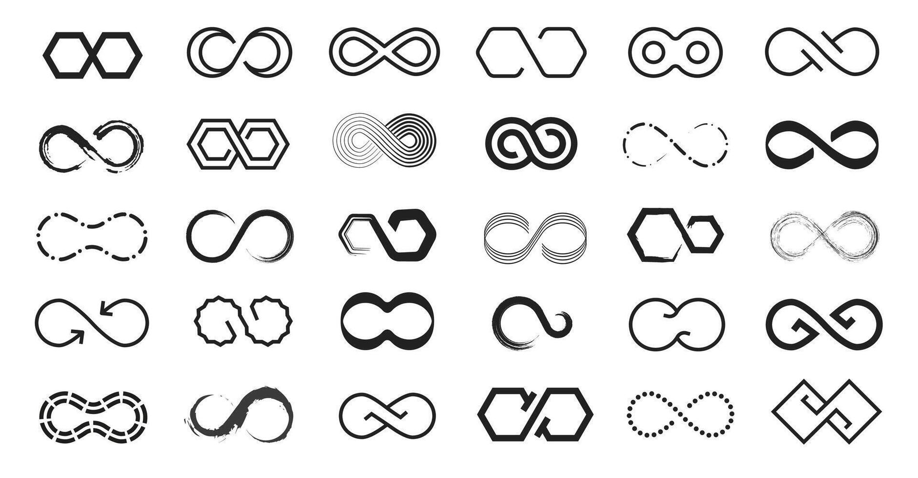 Loop symbol. Infinity stroke icons, endless cycle and eternal motion signs, line unlimited eternity wave, abstract Mobius loops forever infinite sign. isolated set vector