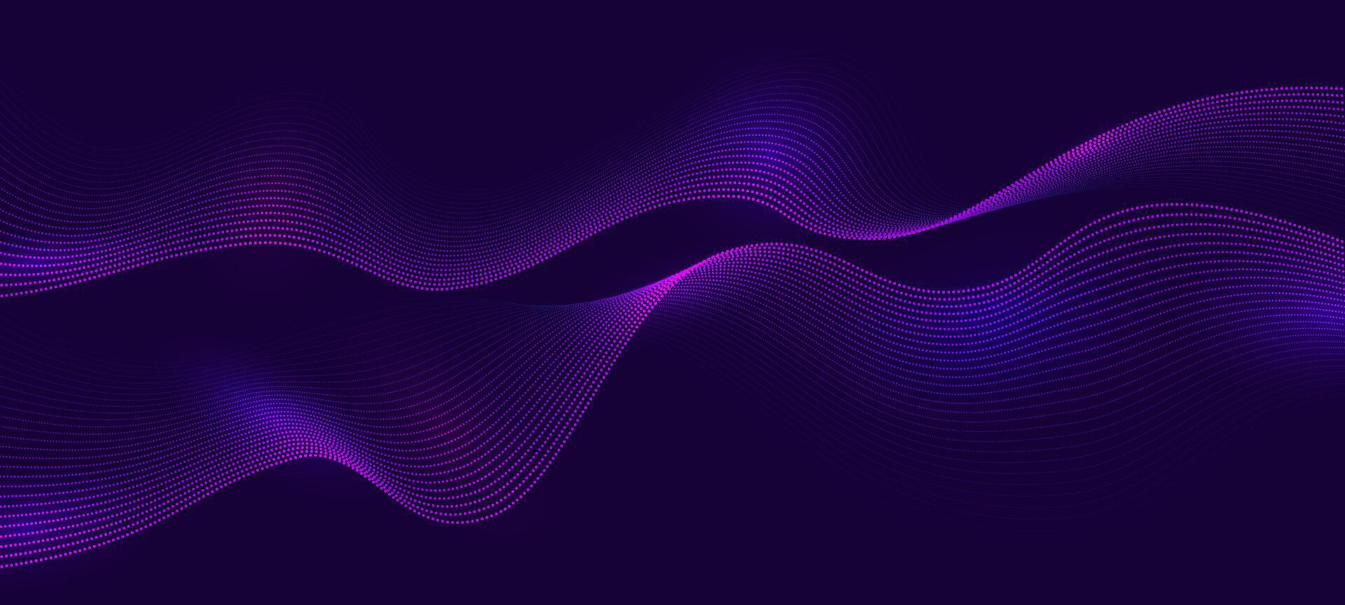 Wave tech background. Abstract dot line tech design, Futuristic halftone wavy curves, dotted modern dynamic gradient elements. science technology wallpaper vector
