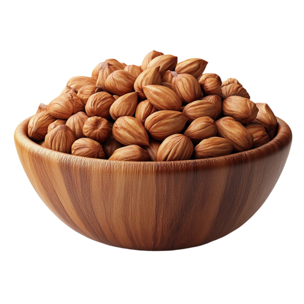 Natural Hazelnuts In Wood Bowl Transparent Background png