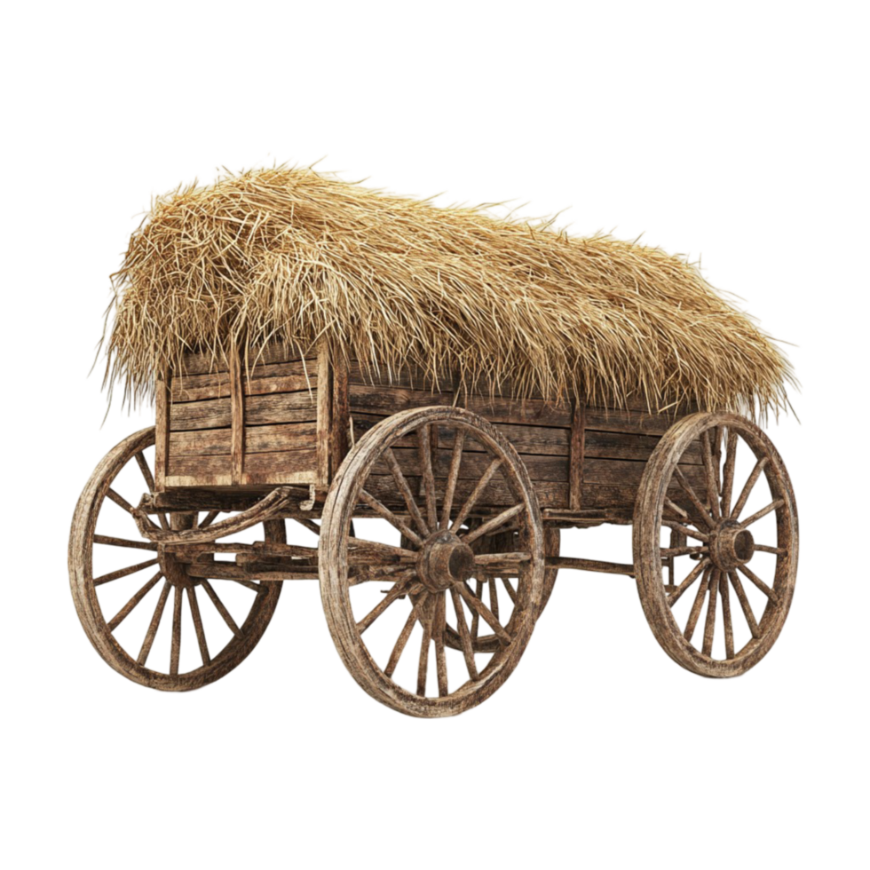Antique Hay Wagon With Wood Transparent Background png