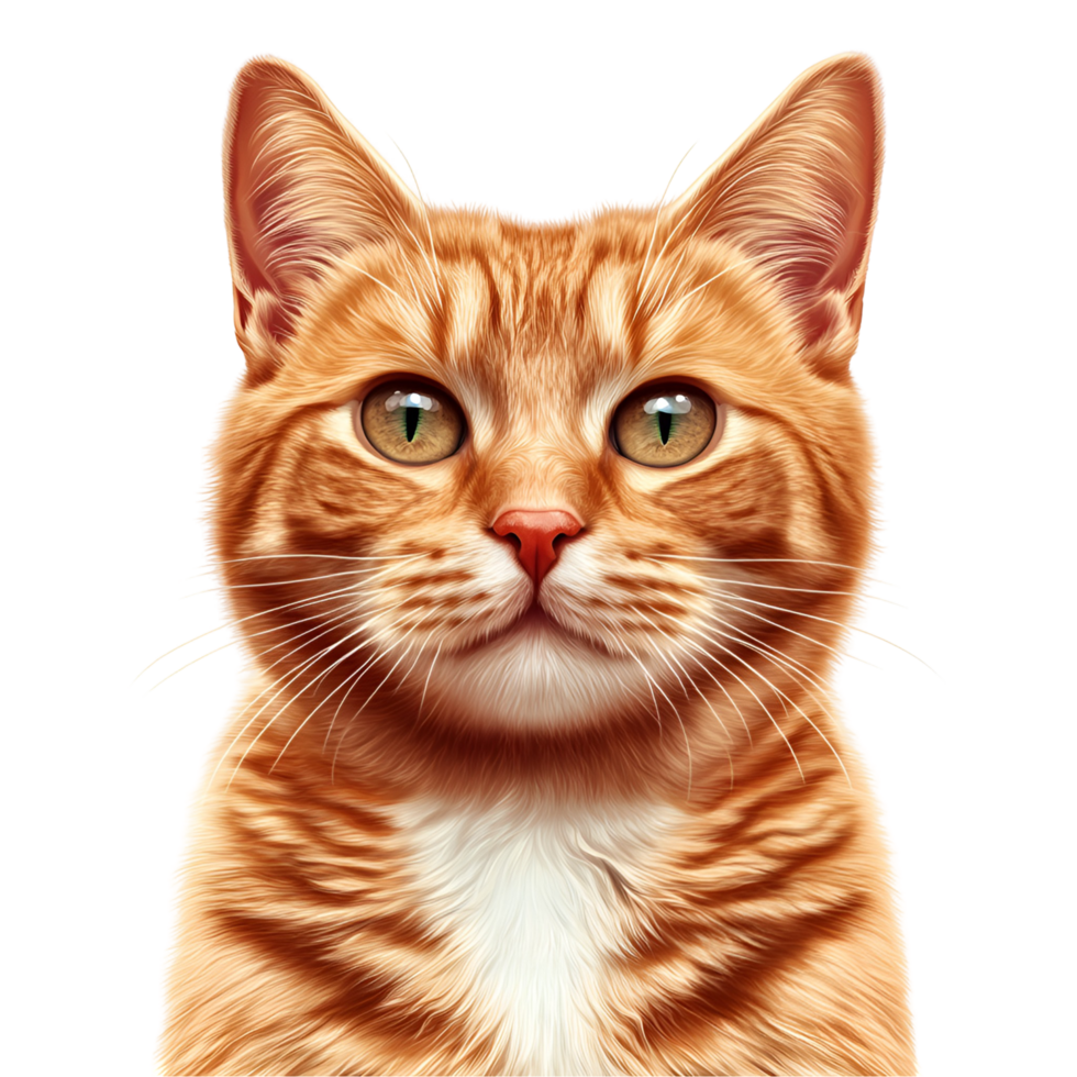 Cute Ginger Cat Peaceful Position Transparent Background png