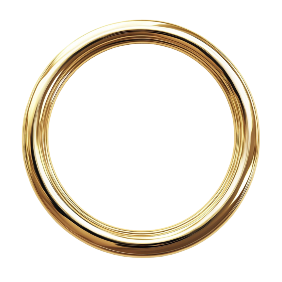Glossy Gold Circular Frame Element Transparent Background png