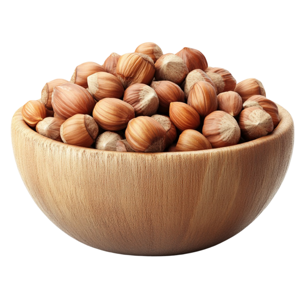 Hazelnuts In Wooden Bowl Transparent Background png