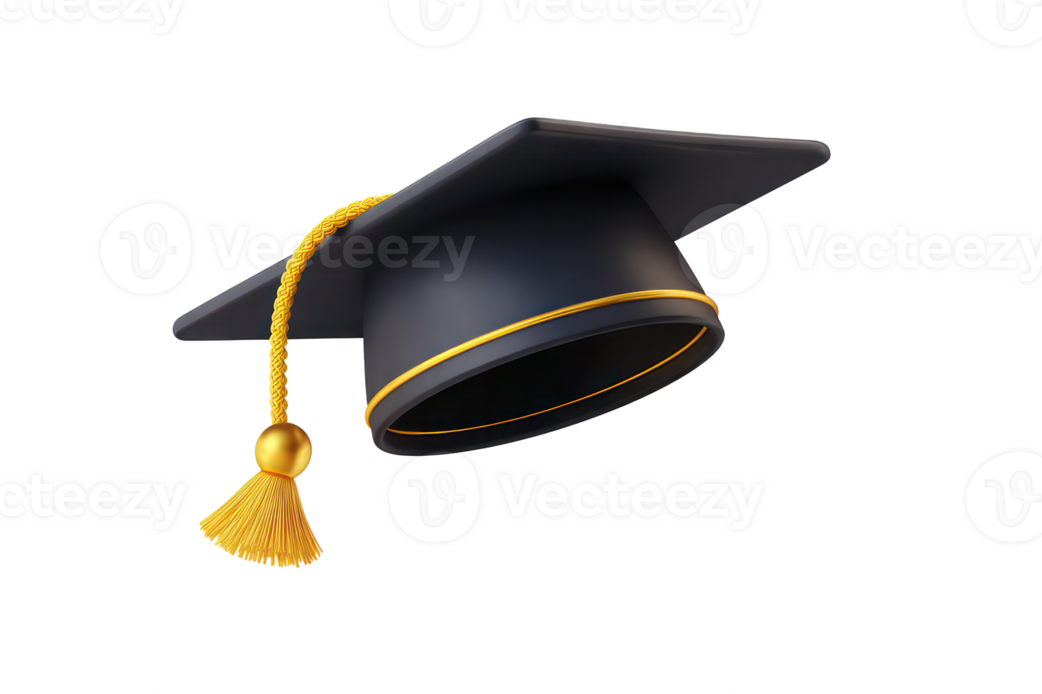 Graduation Cap Mortarboard Academic Achievement 3D Render Black and Gold png