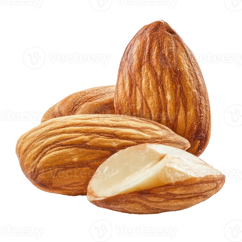 Close up of Shelled Almonds Showing Texture and Detail of Whole and Halved Nuts png