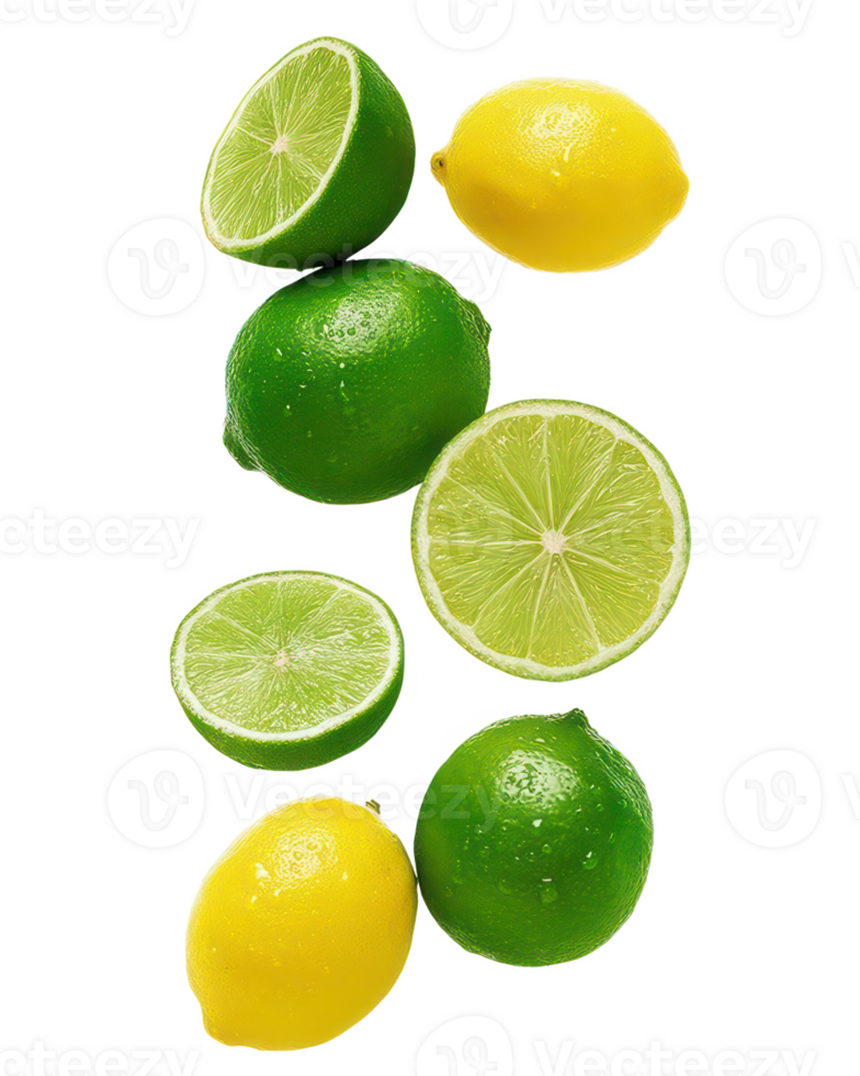Fresh Limes and Lemons Citrus Fruits Juicy Vibrant Green and Yellow Healthy Ingredients png