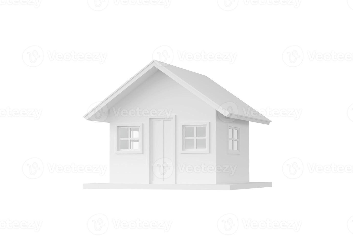 3D house model on white background with clipping path. Concept of real estate, home ownership, and housing market. Simple 3d render. photo
