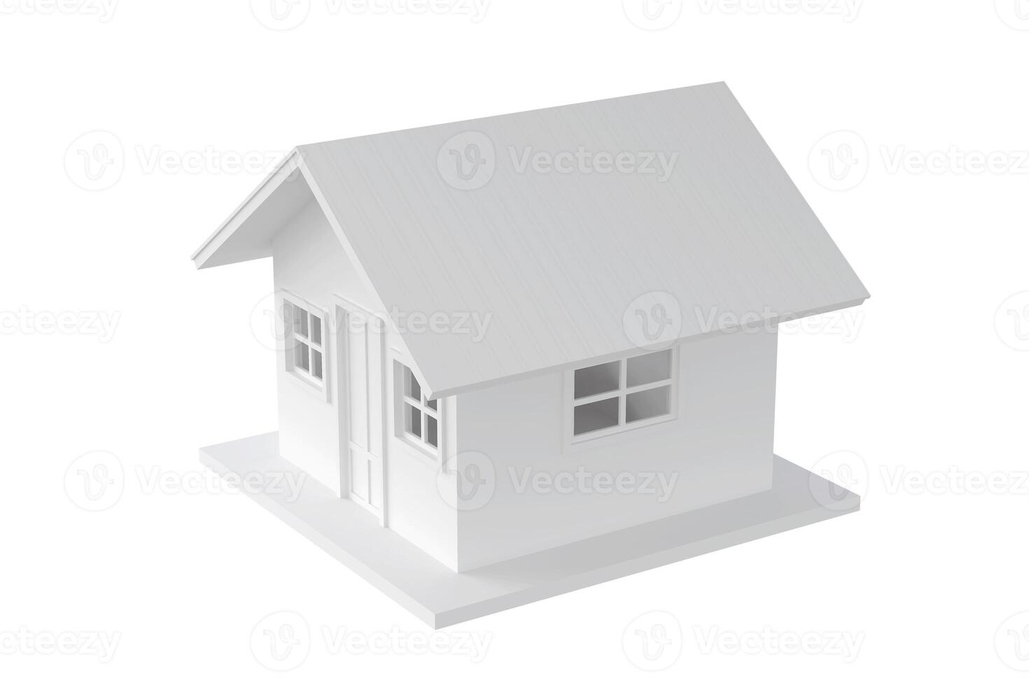 3D house model on white background with clipping path. Concept of real estate, home ownership, and housing market. 3d house render photo