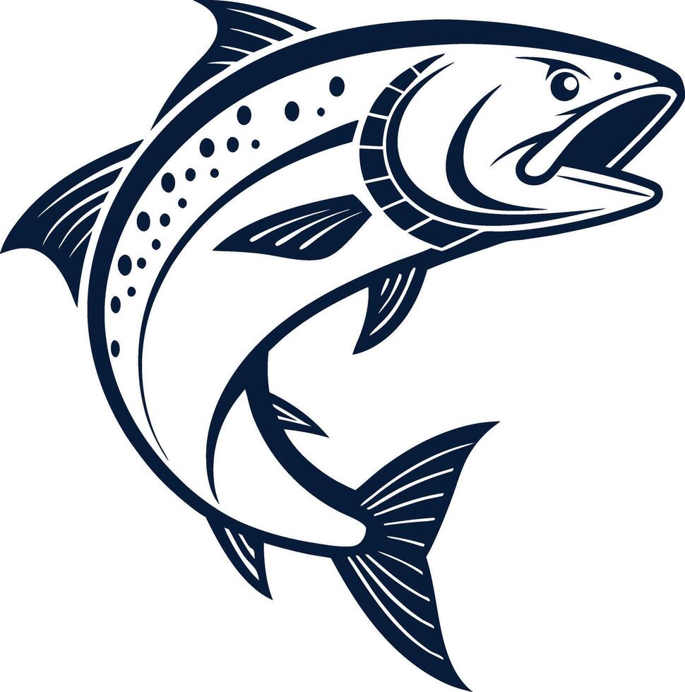 Minimalist Jumping Fish Logo Illustration vector