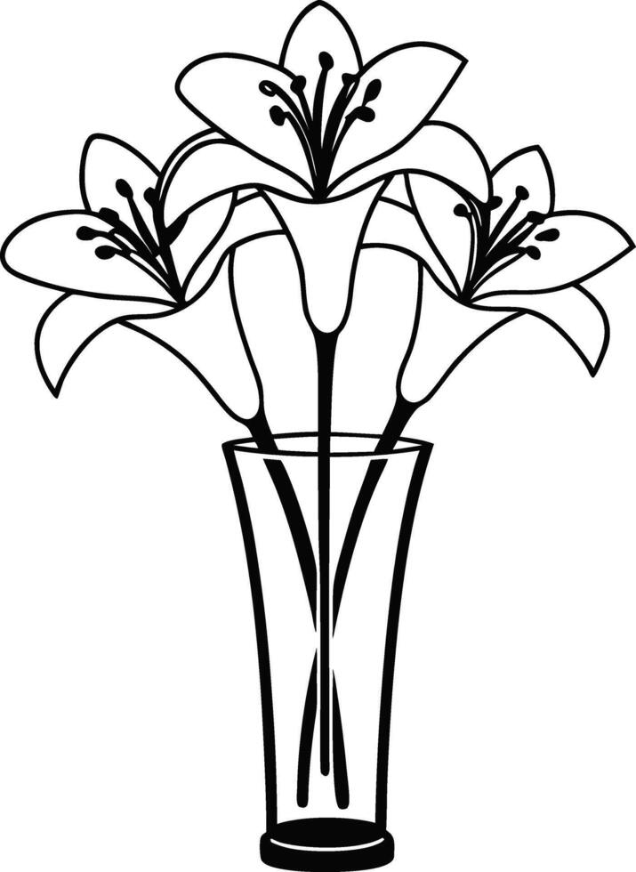 Lily Flowers in Vase illustration vector