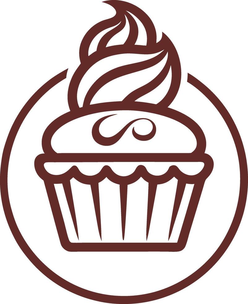 Cupcake Logo Design in Brown color vector