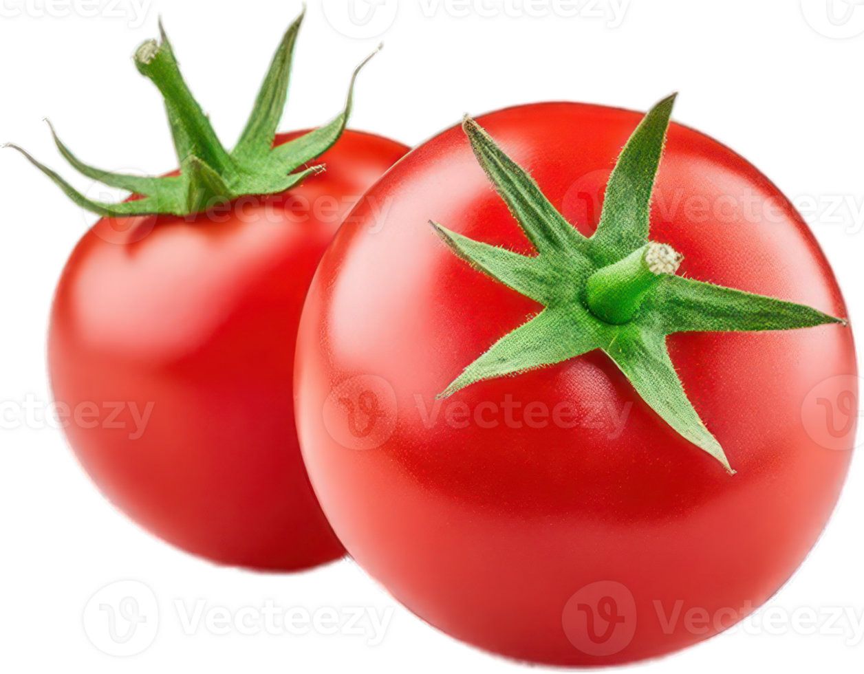 Two fresh red tomatoes isolated transparent background perfect for food health and culinary designs png