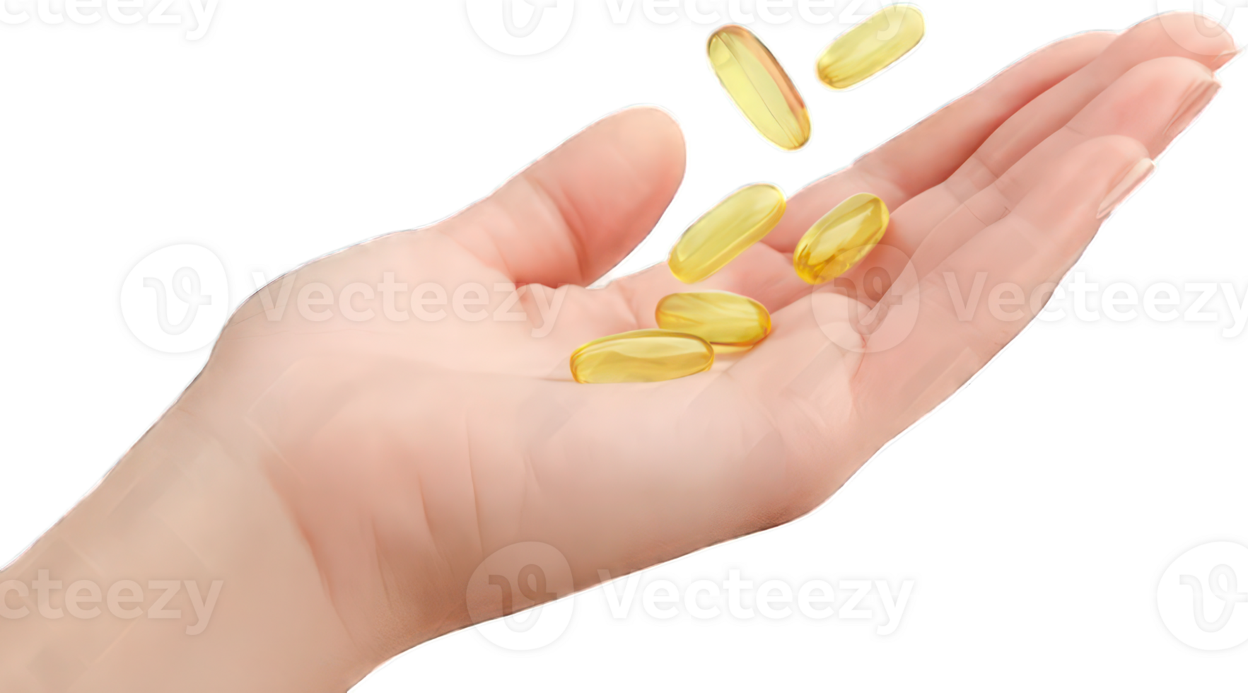 Close up of Hand Receiving Falling Softgel Capsules Vitamins Supplements Healthcare png