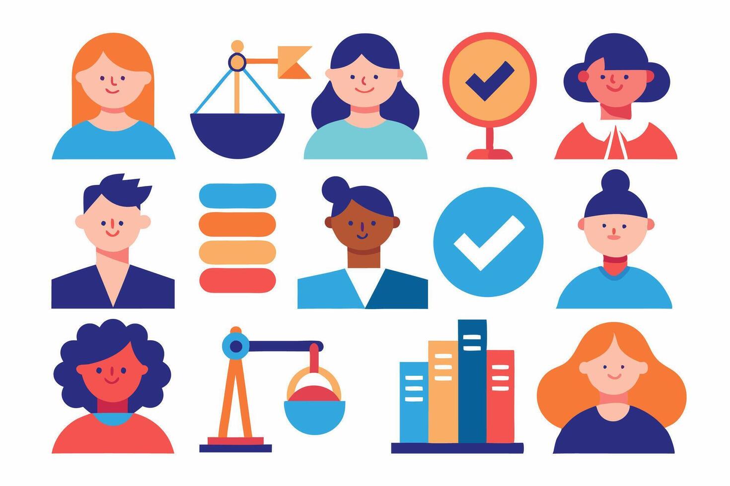 Diverse People Icons Representing Teamwork and Collaboration in Business vector