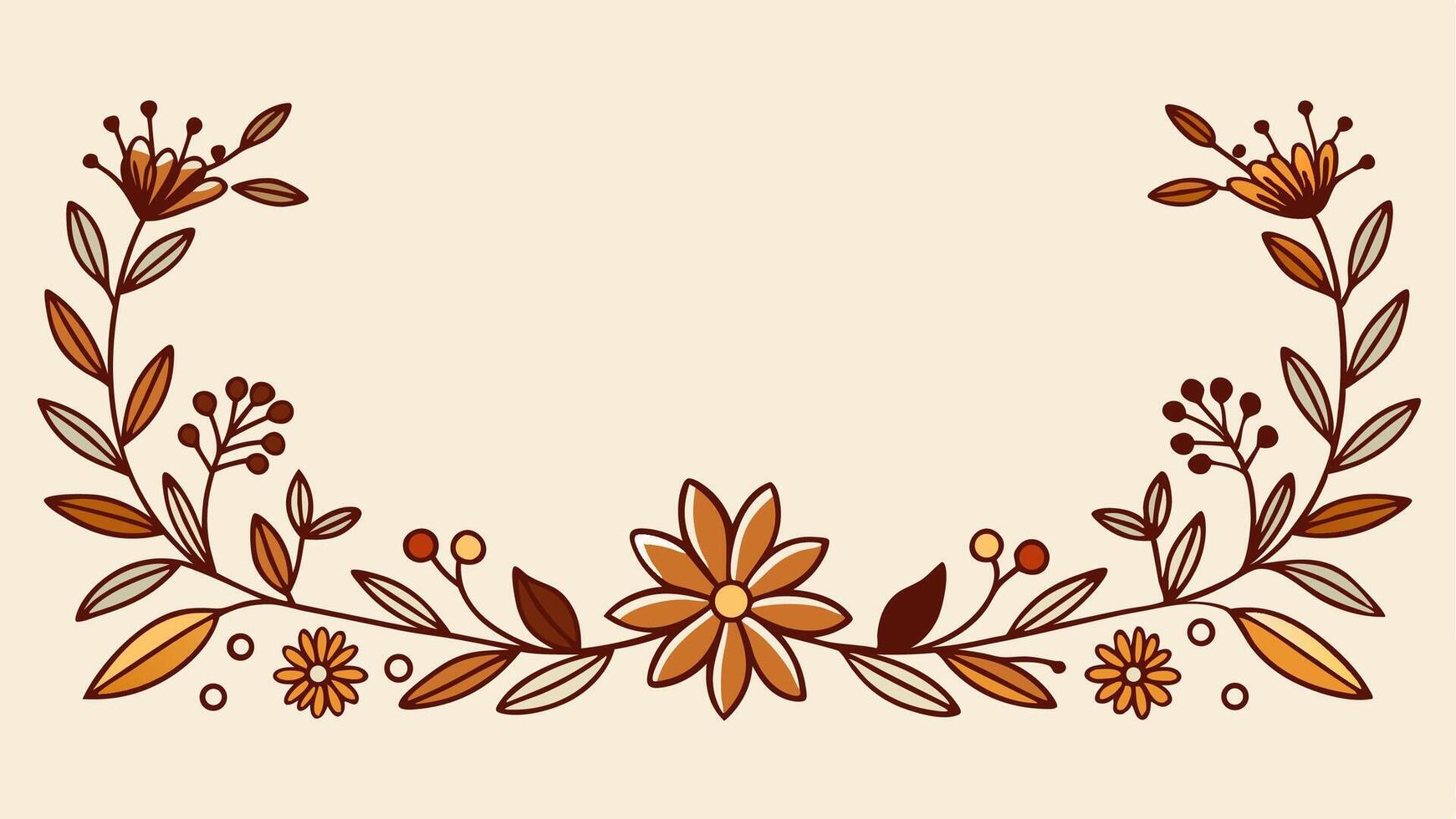 Elegant Floral Frame with Warm Autumn Tones for Invitations and Designs vector