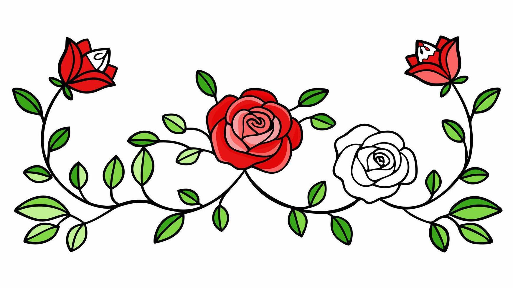Elegant Floral Border Featuring Roses and Leaves in a Decorative Design vector
