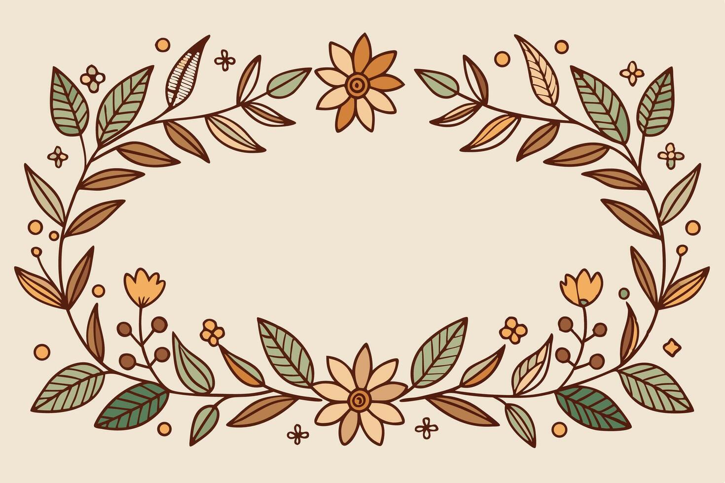 Elegant Floral Frame with Leaves and Flowers for Creative Designs vector