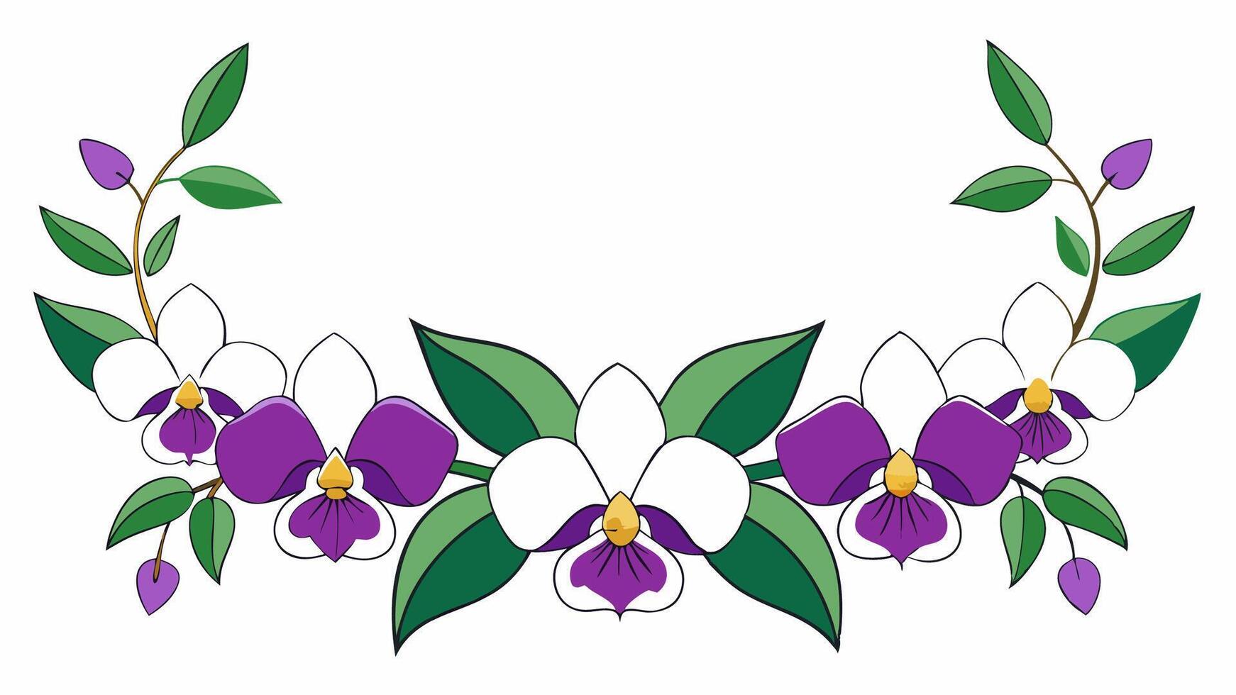 Elegant floral arrangement with orchids and leaves for design purposes vector