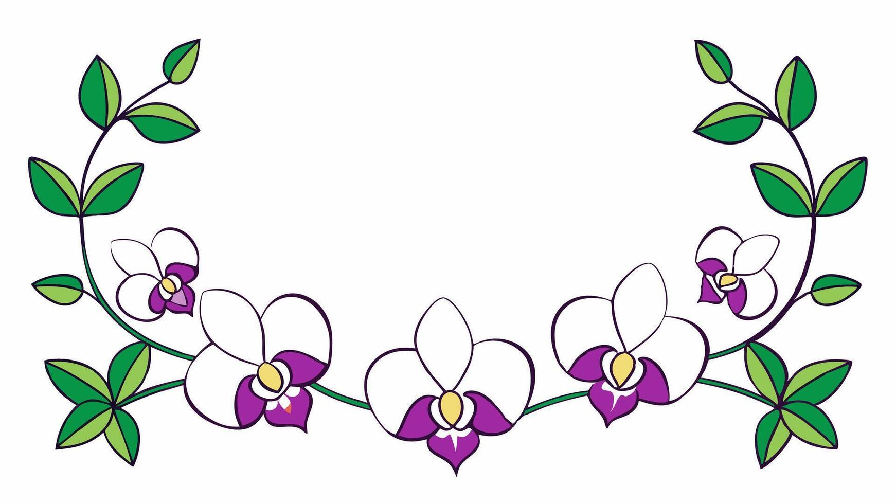 Elegant floral frame with orchids and leaves for invitations and design vector