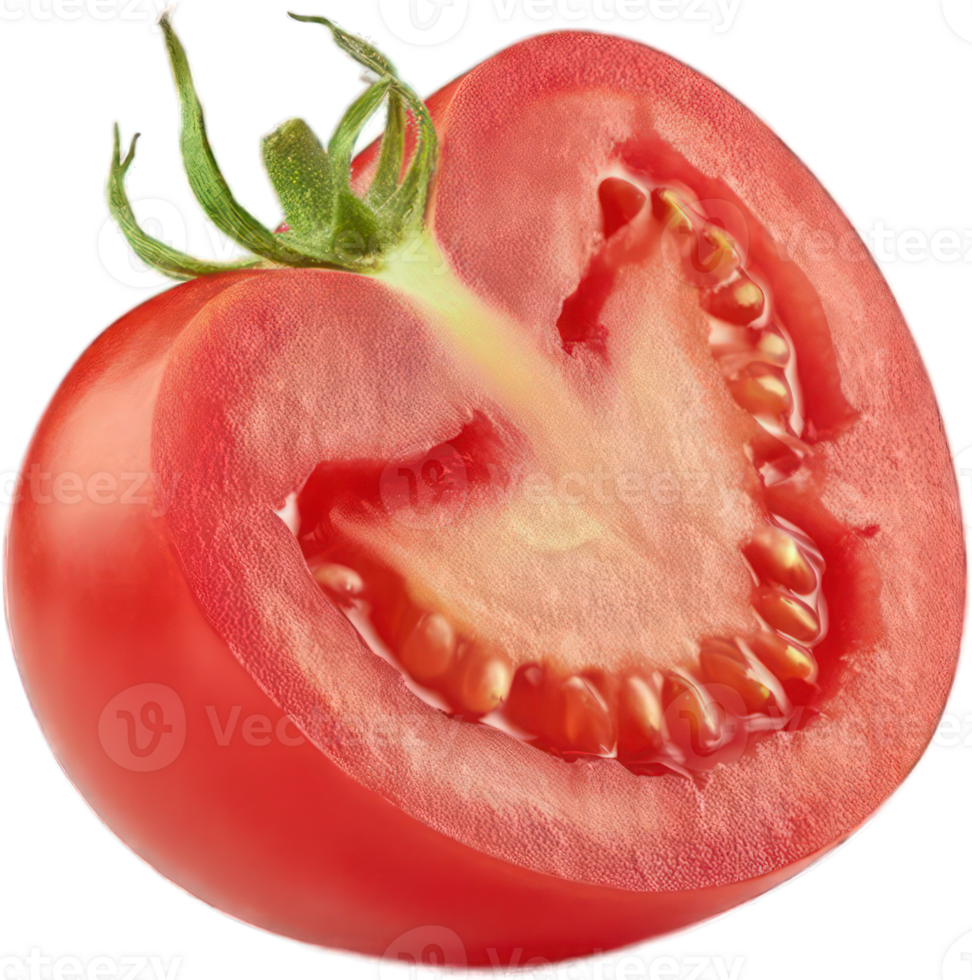 Juicy Red Tomato Half Freshly Cut Close Up Studio Shot Vibrant Color Healthy Food png