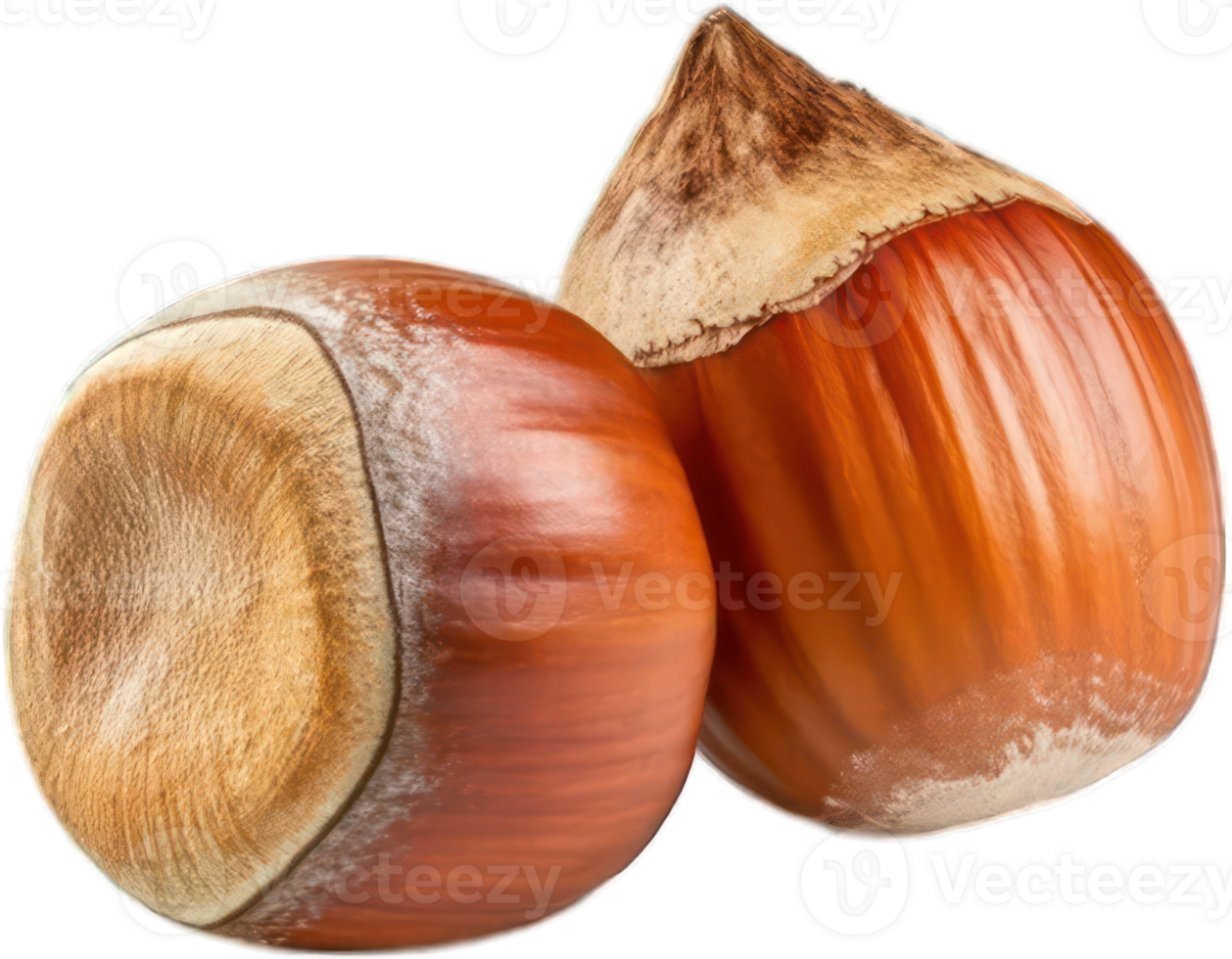 Two Whole Hazelnuts Close up Studio Shot of Ripe Hazelnuts Autumn Harvest Food Photography png