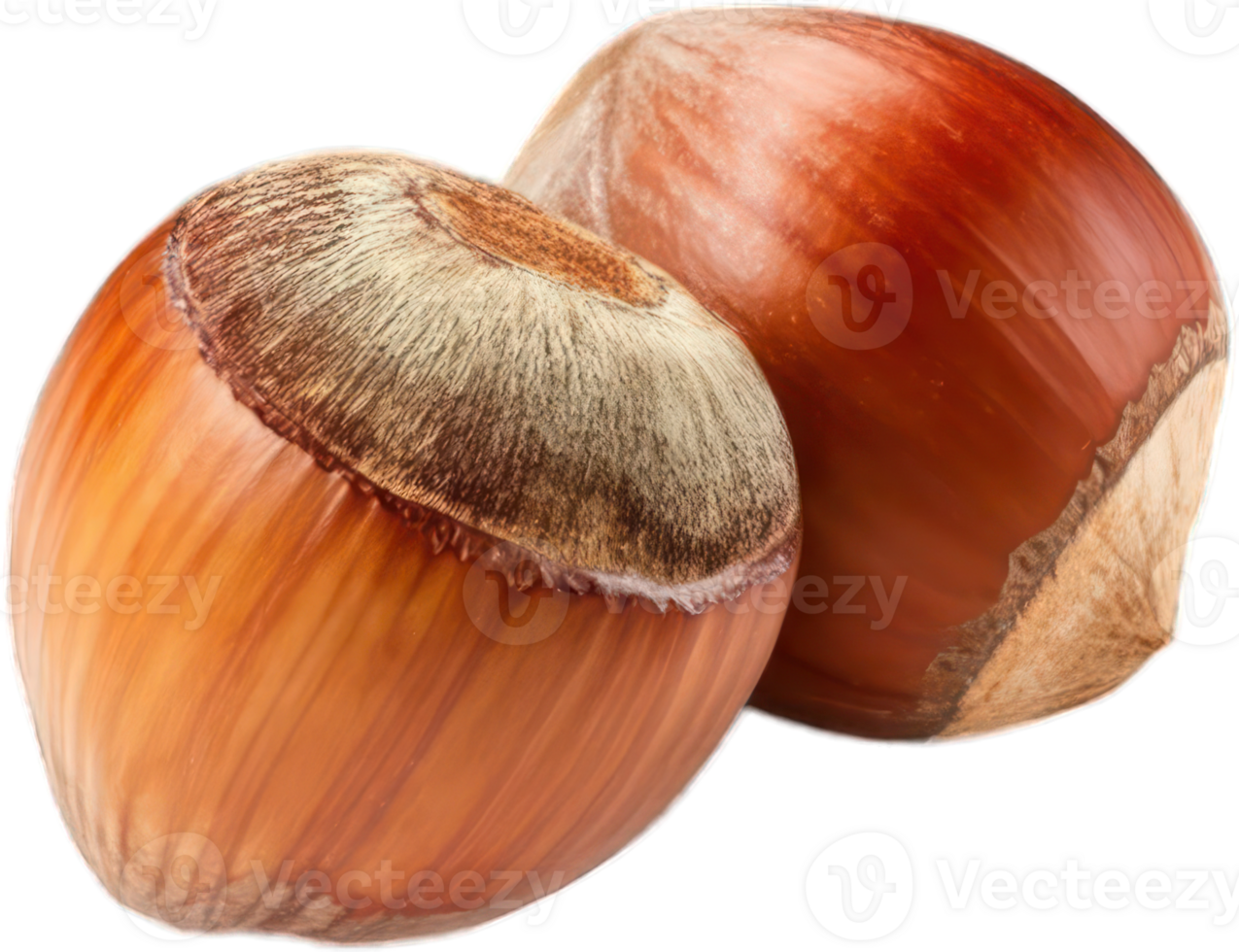 Two Whole Hazelnuts Close up Studio Shot Brown Nut Shells Organic Food Healthy Snack Autumn Harvest png