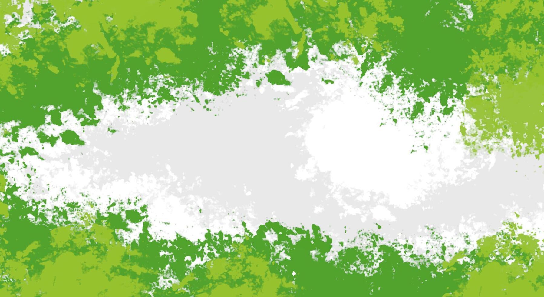 White and green abstract grunge brush background vector