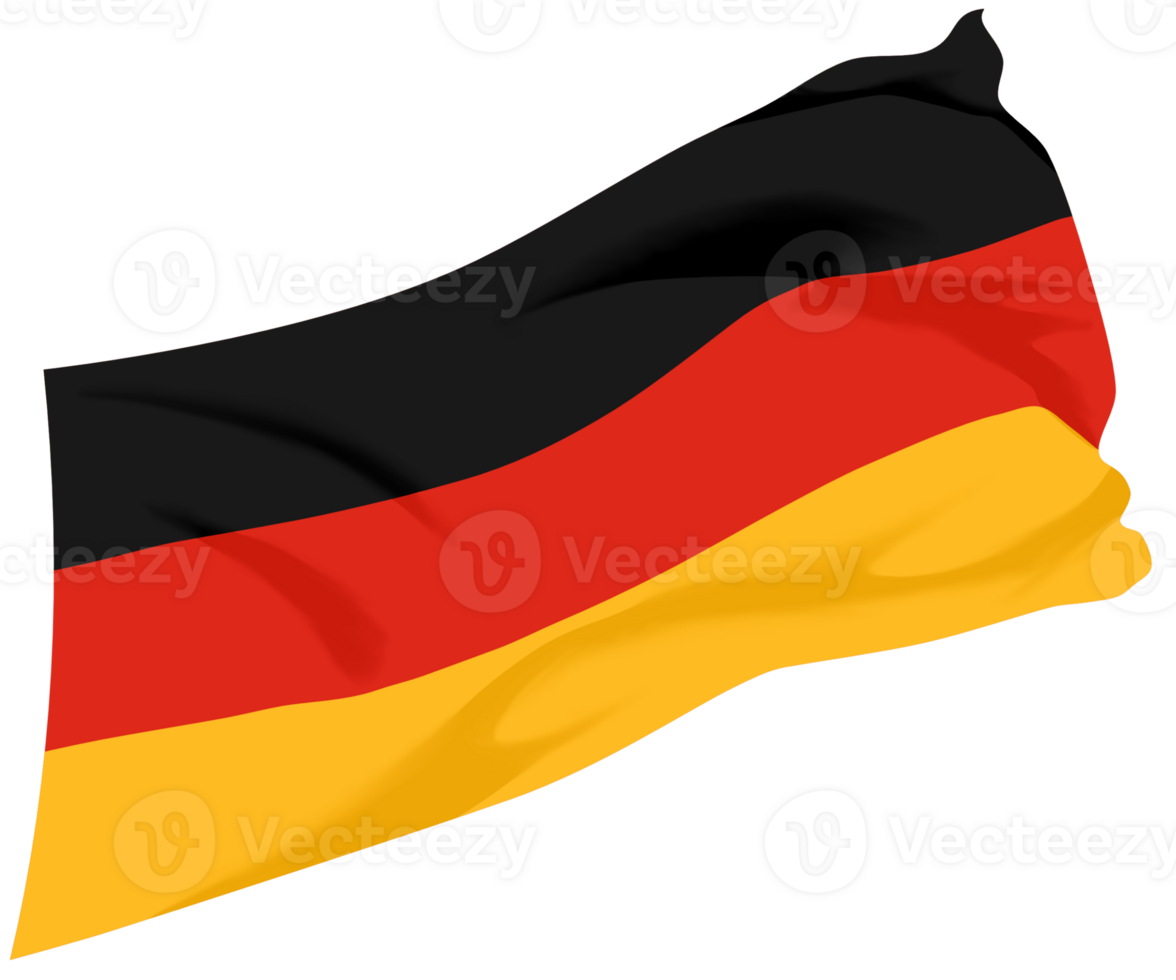 Hand painted waving Germany flag with smooth brushstrokes and fabric png