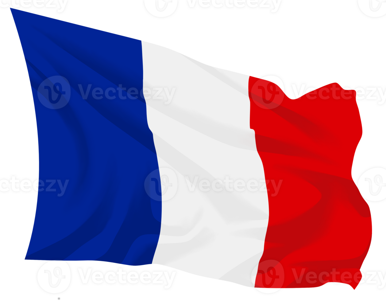 Hand painted waving France flag with smooth brushstrokes and fabric png