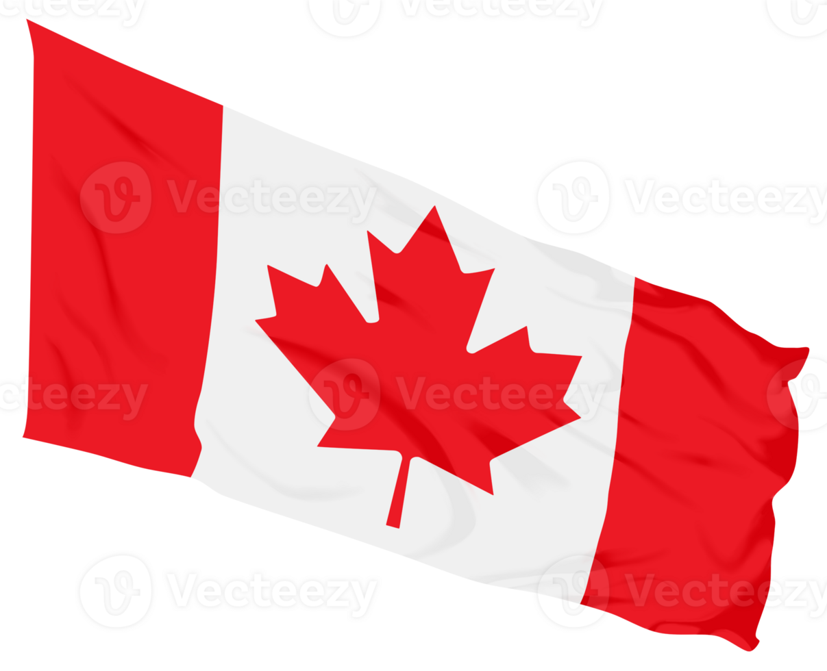 Hand painted waving Canada flag with smooth brushstrokes and fabric png