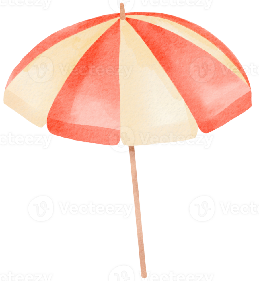Red and yellow beach umbrella illustration png