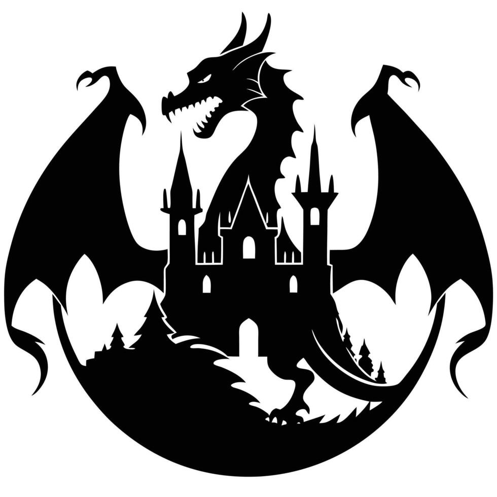a kingdom ruled by dragons where the royal family lives in the mountains vector