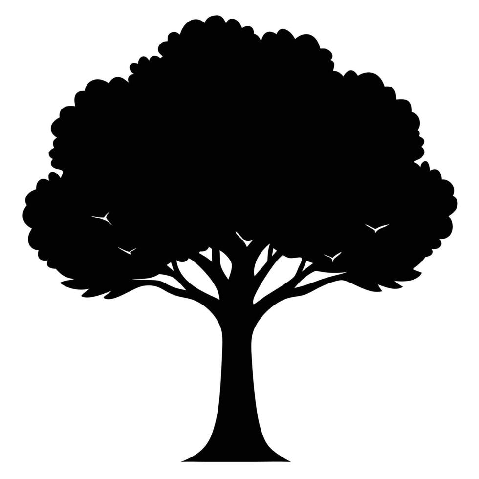 a tree with a thick trunk and wide canopy its sil vector